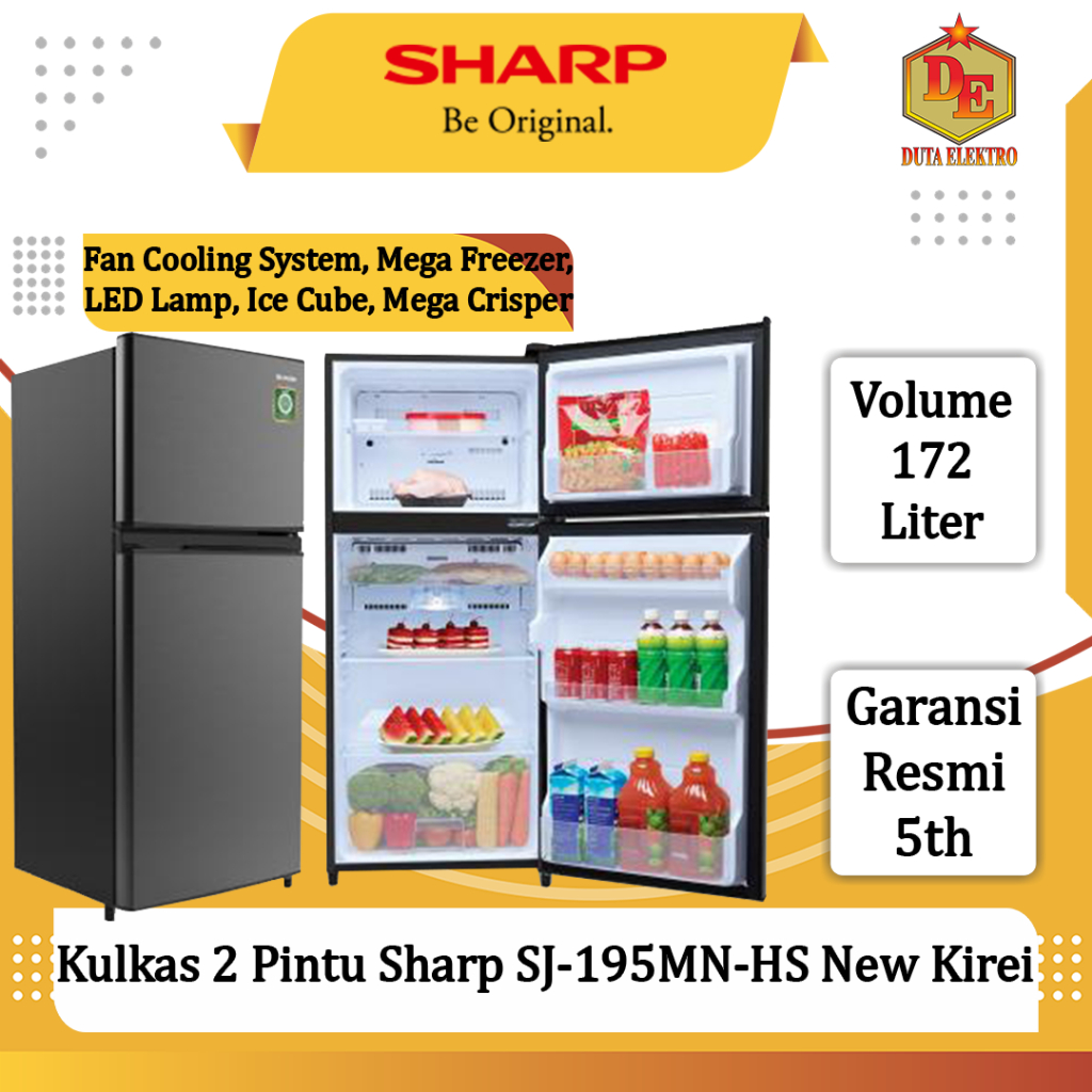 Kulkas 2 Pintu Sharp SJ 195 MNHS New Kirei