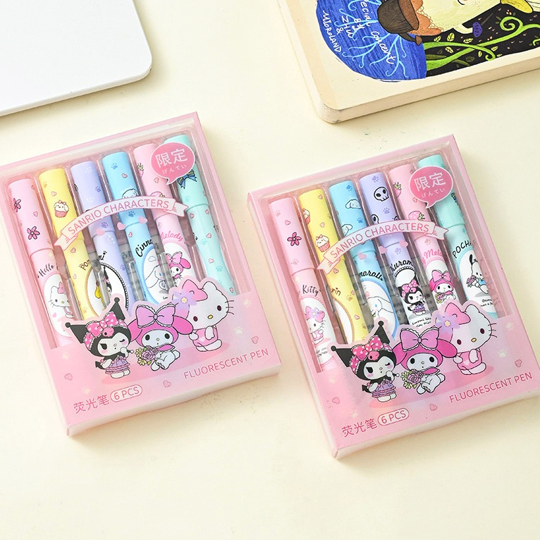 

1 SET ISI 6 PCS STABILO PASTEL KARAKTER KARTUN SANRIO KUROMI MELODY CINNAMOROLL AND FRIENDS LUCU IMUT