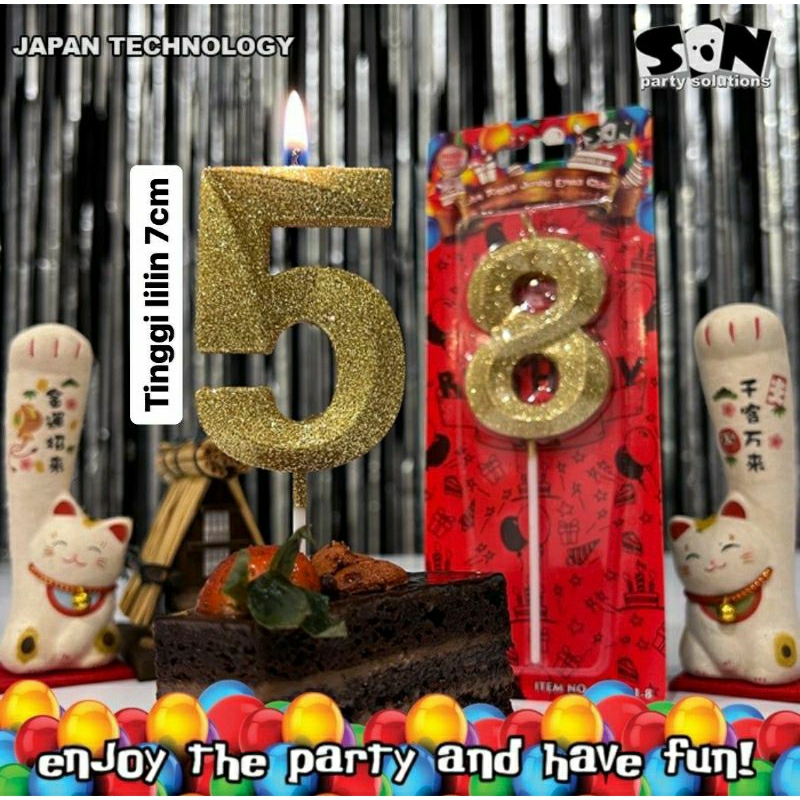 SON LILIN ANGKA JUMBO EMAS GLITER (GZ-251) / LILIN ULANG TAHUN / LILIN ULTAH / LILIN PAPPERMINT / LI