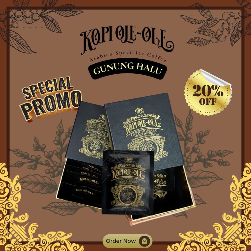 

Kopi Ole Ole Arabica Specialty - Gunung Halu Drip Bag 1 Box isi 10 ✓BPOM