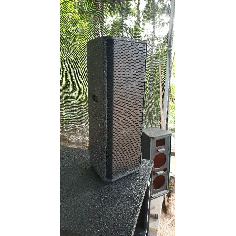 Box speaker 6 inch double dan lubang kit power aktif