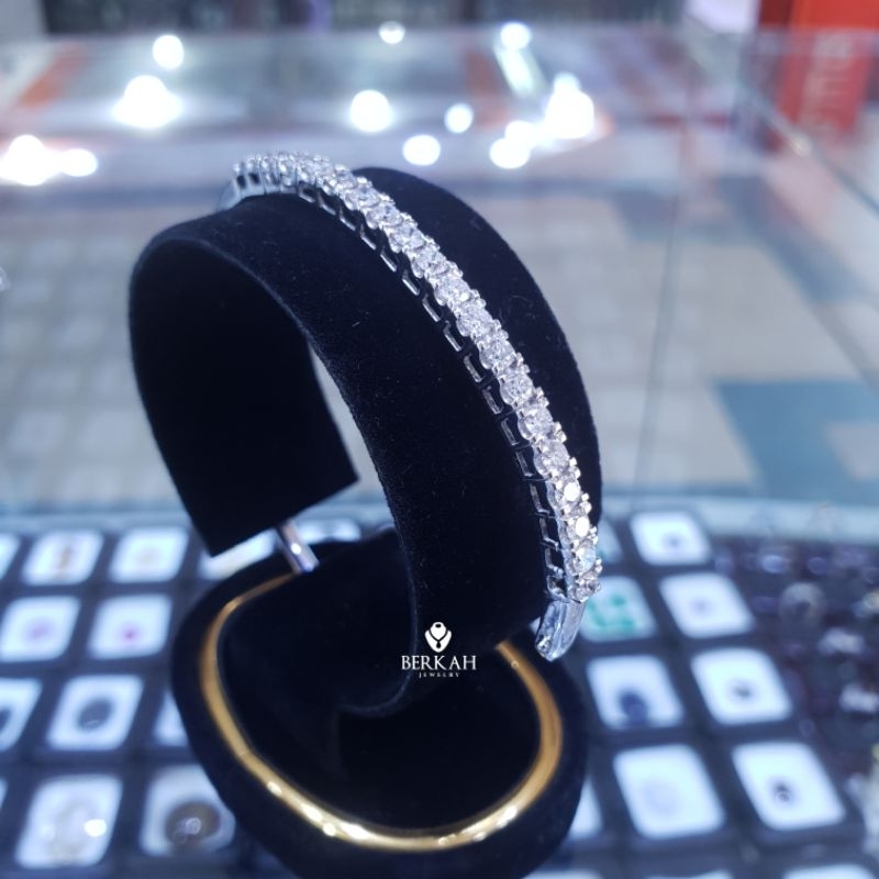 Gelang Emas Putih Berlian Asli 2,25 Carat Natural Diamond