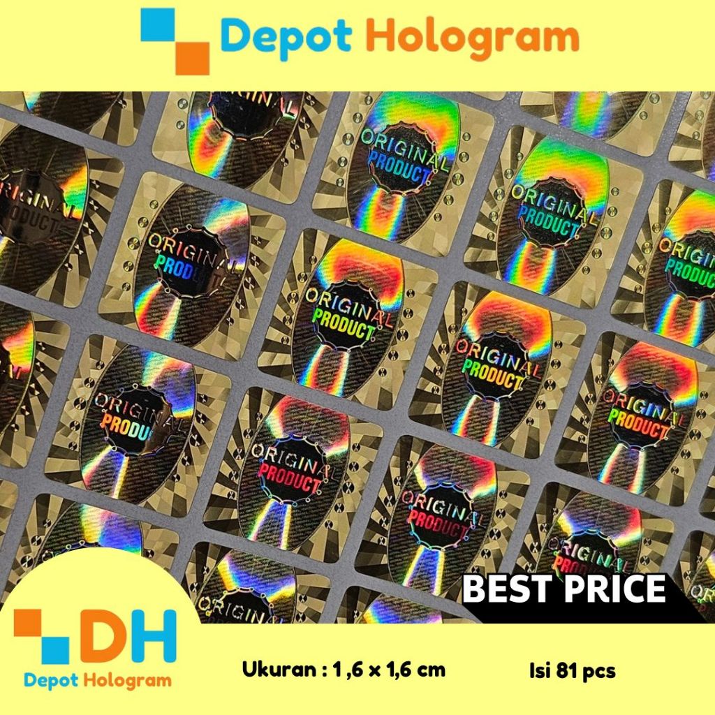 

Stiker Hologram(New) 3D Original Product persegi Uk. 1,6 x 1,6 cm - Segel rusak tulisan void