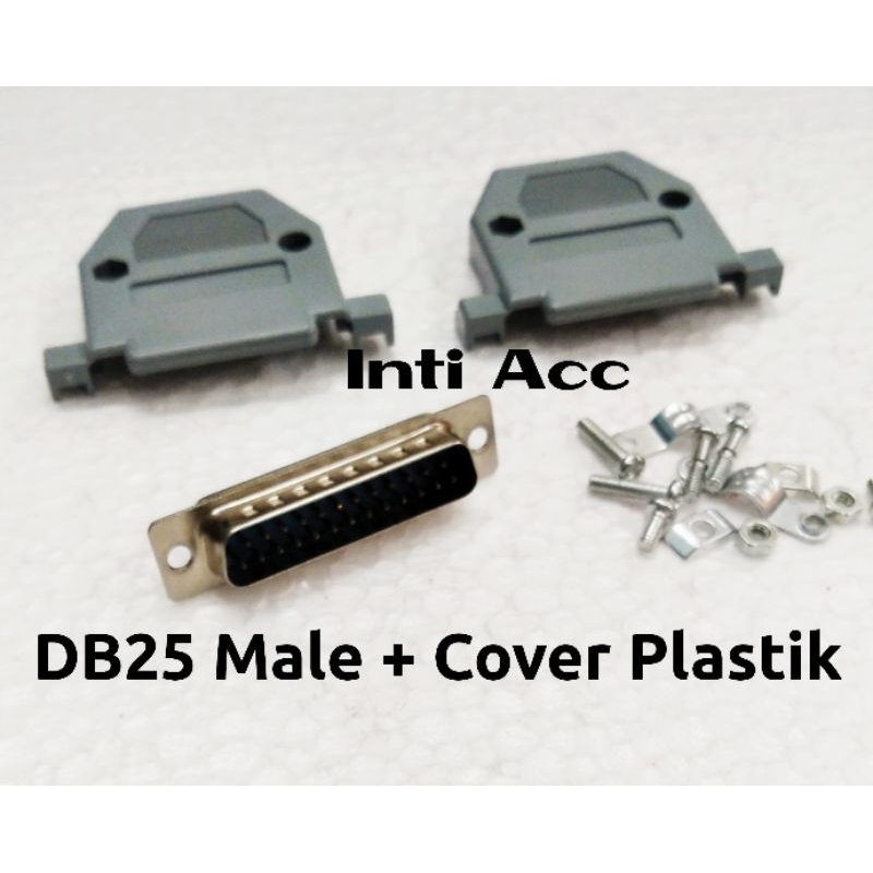 Konektor Connector DB25 Male + Cover Plastik + baut / Konektor DB25 Male