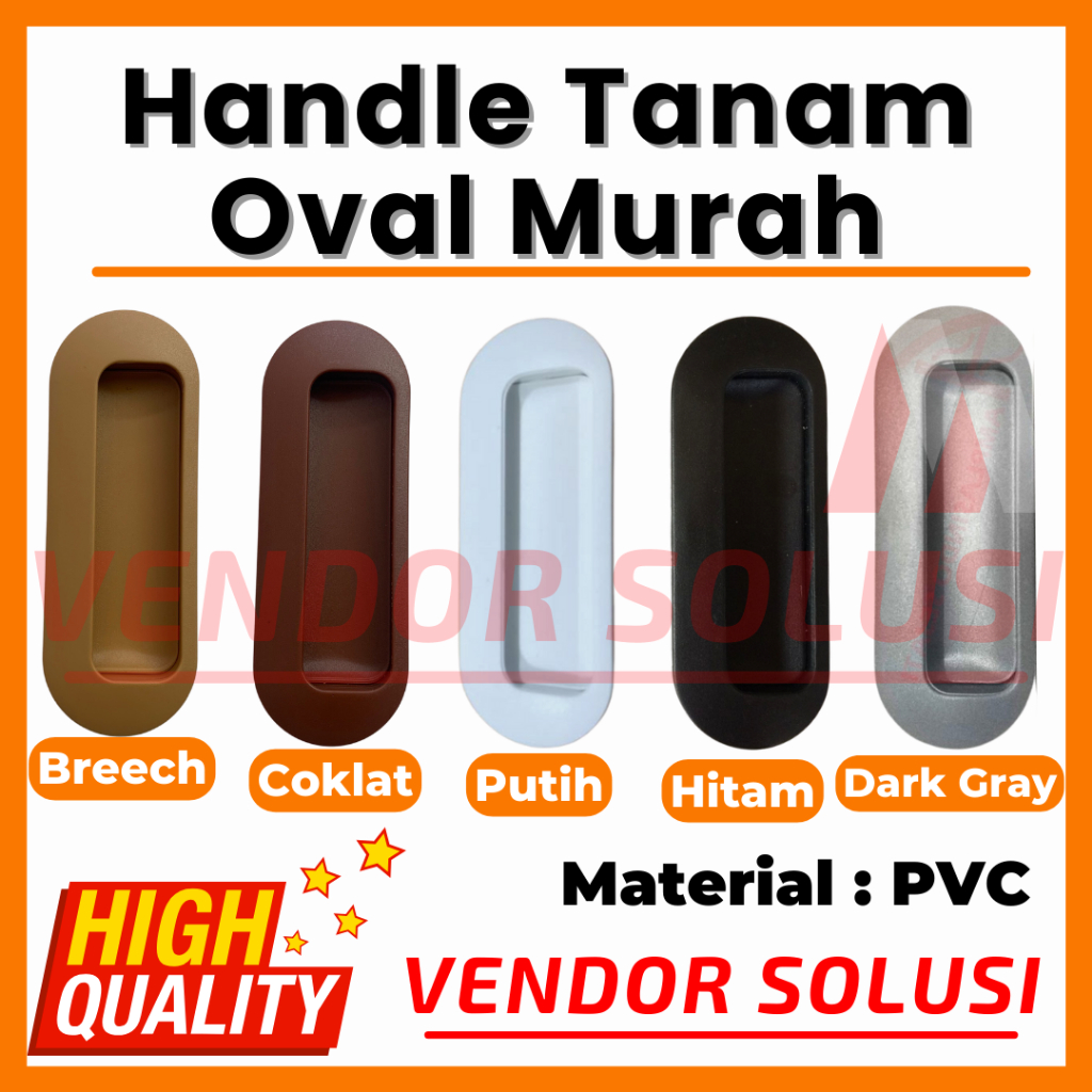 Handle Tanam Oval Plastik Tarikan Lemari Sliding Laci Minimalis Bulat Kuat Pintu Geser
