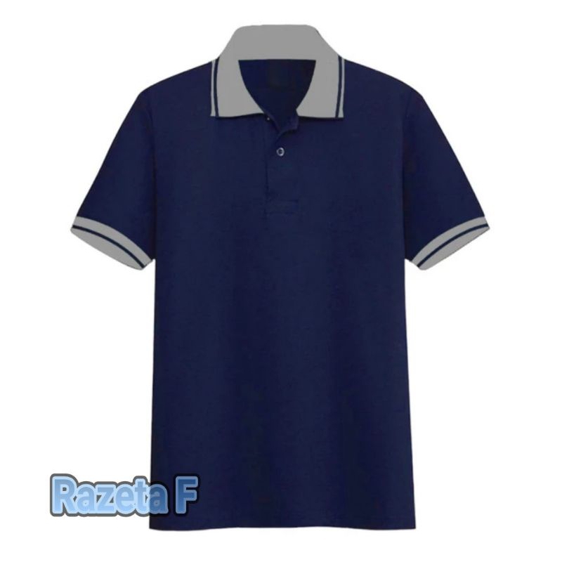 kaos kerah polos pria wanita katun