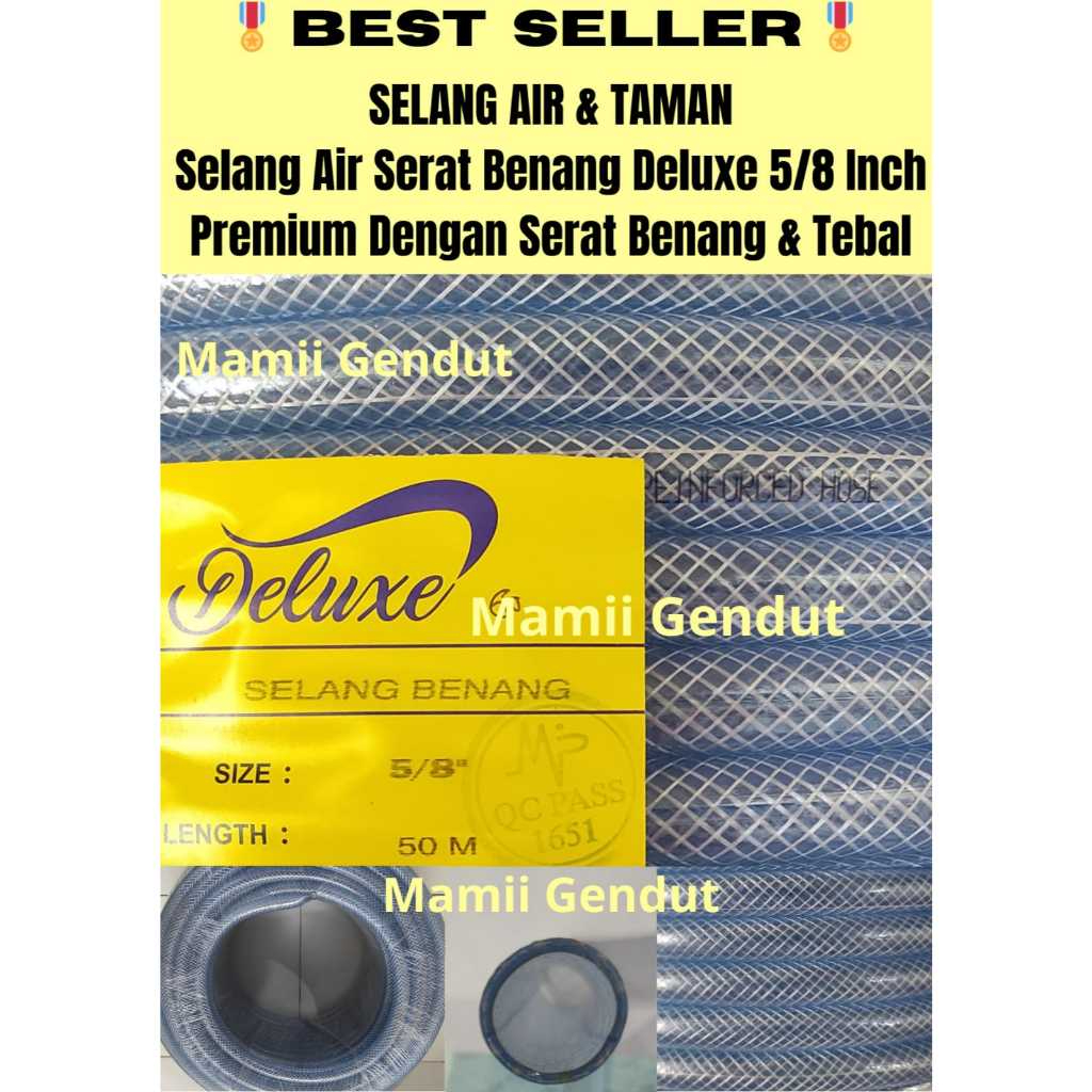 Selang Air Deluxe Benang / Selang Nylon / Selang Hiprex Ukuran 5/8 inch ( TEBAL & MURAH ) 50 METER