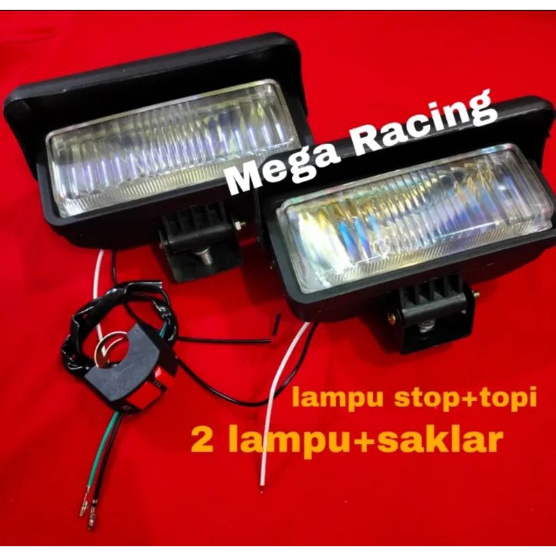 SEPASANG Lampu tembak sorot foglam halogen pelangi kotak sesuai foto mobil motor 12 volt AC dc lampu