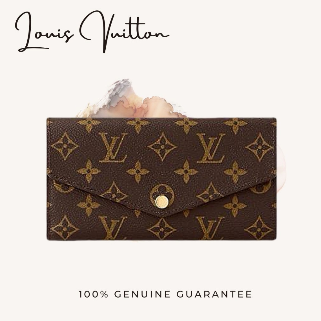【100% original】【Box + dust bag】LV Louis Vuitton Sarah Dompet wanita /dompet blok warna/Dompet genggam jepret/dompet lv
