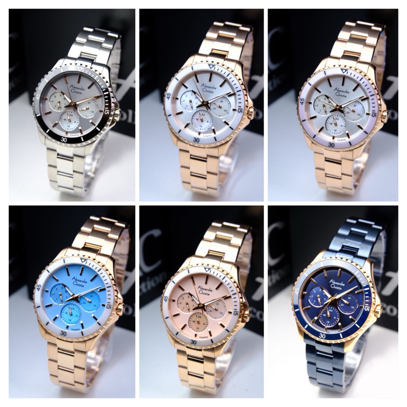 JAM TANGAN WANITA ALEXANDRE CHRISTIE AC 2A54 BF / AC2A54 / 2A54 ORIGINAL CERAMIC BEZEL