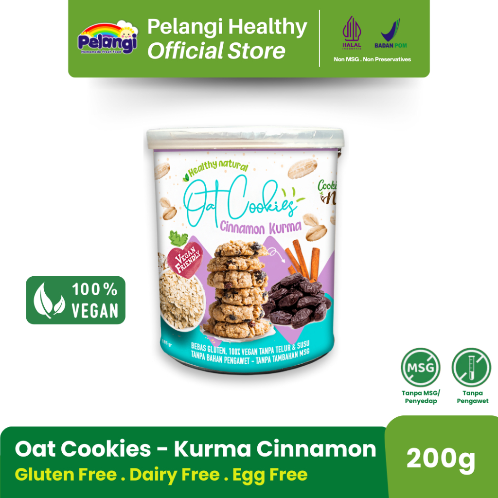 

PELANGI Kurma Cinnamon Oat Cookies Gluten Free 100% vegan - Dairy Free Egg Free No Preservative Halal