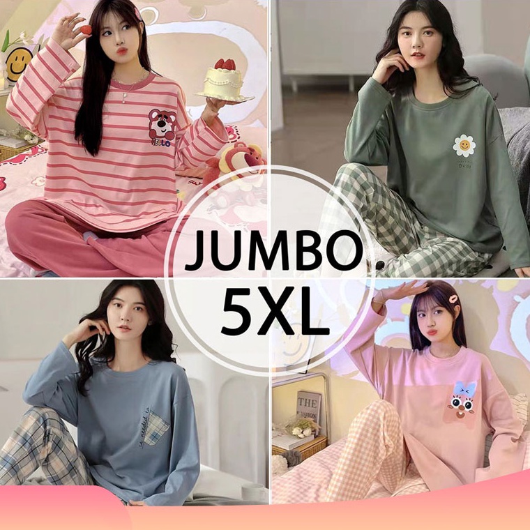 Sale 2in1 Piyama Jumbo Wanita 5XL  Baju Tidur Jumbo 5XL  Piyama Oversize Wanita Dewasa  piyama jumbo