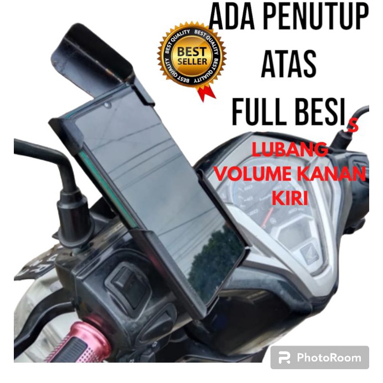 LANGSUNG KIRIM holder hp motor besi spion di lengkapi penutup atas lubang volume kanan kiri