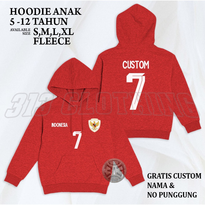 Jaket Hoodie Anak Timnas Indonesia Jersey / Jaket Anak Timnas Indonesia Custom Name