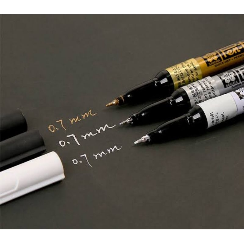 

SPIDOL SAKURA PEN TOUCH 0.7 MM PERMANENT PAINT MARKER # GOLD / SILVER / WHITE