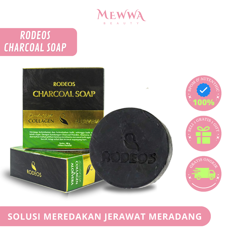 [ FREE GIFT ] Sabun Cuci Muka Rodeos Bamboo Charcoal Soap Collagen & Aloevera  - Sabun Muka Penghila