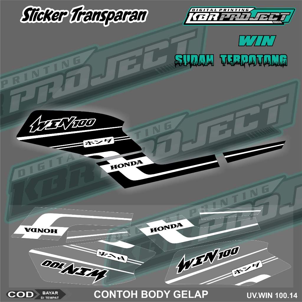 WIN 100 STIKER STRIPING PREMIUM KEREN LIS VARIASI MOTOR HONDA RACING 14 TRANSPARANT BISA COD