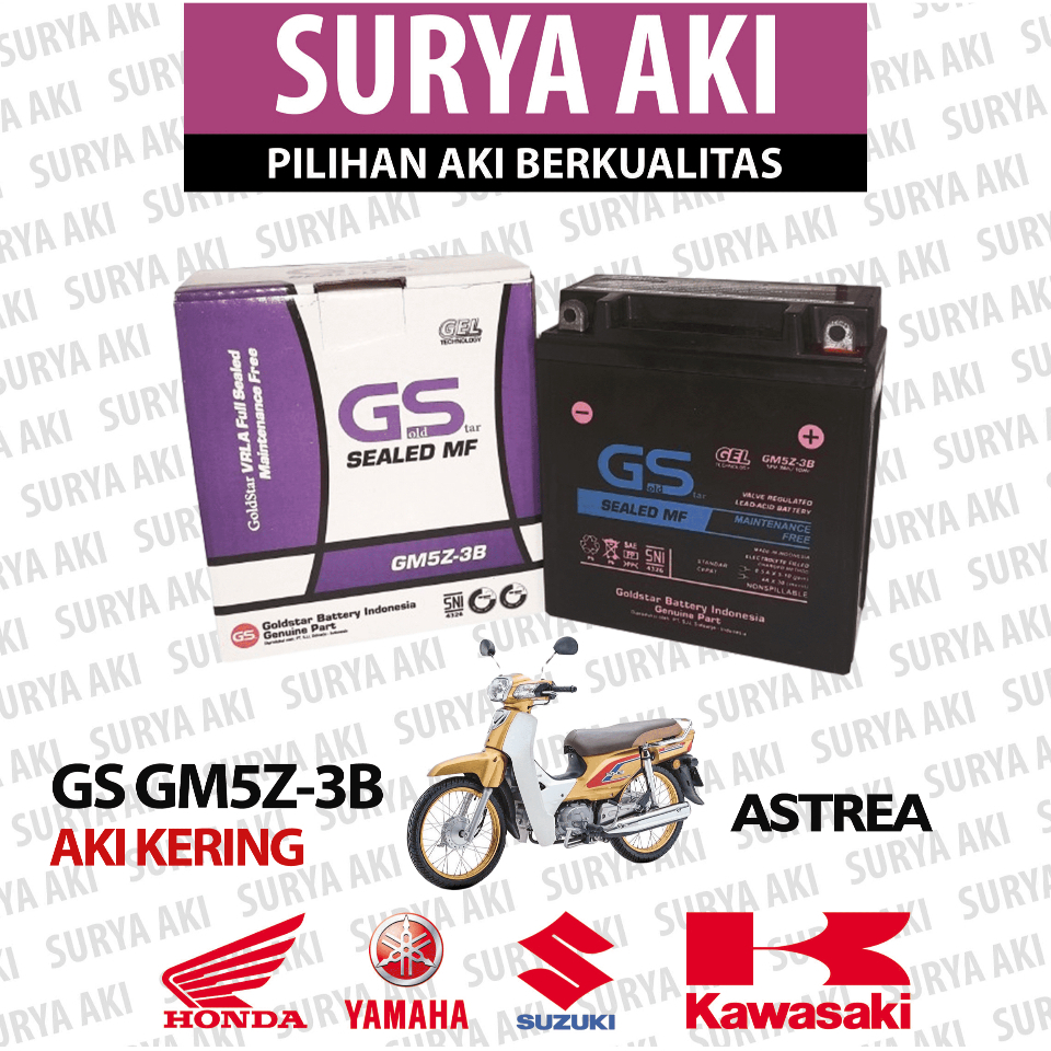 Aki Motor Yamaha Astrea Grand Astrea Prima GM5Z-3B Aki Kering MF