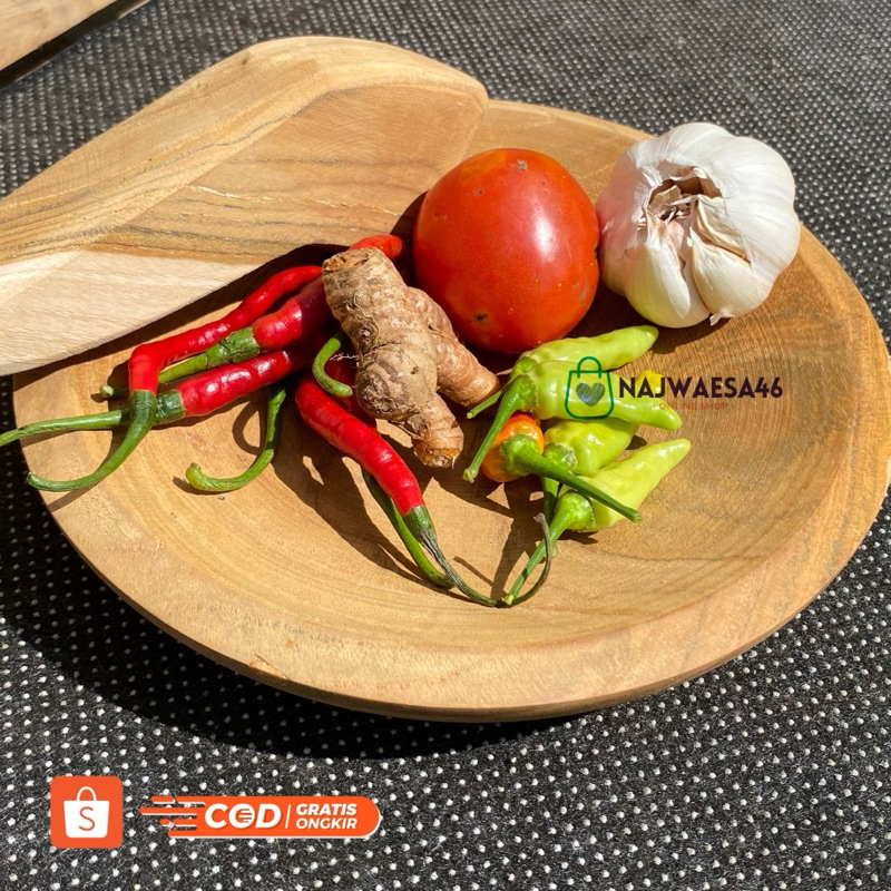 cobek kayu jati jawa asli + ulekan kayu jati