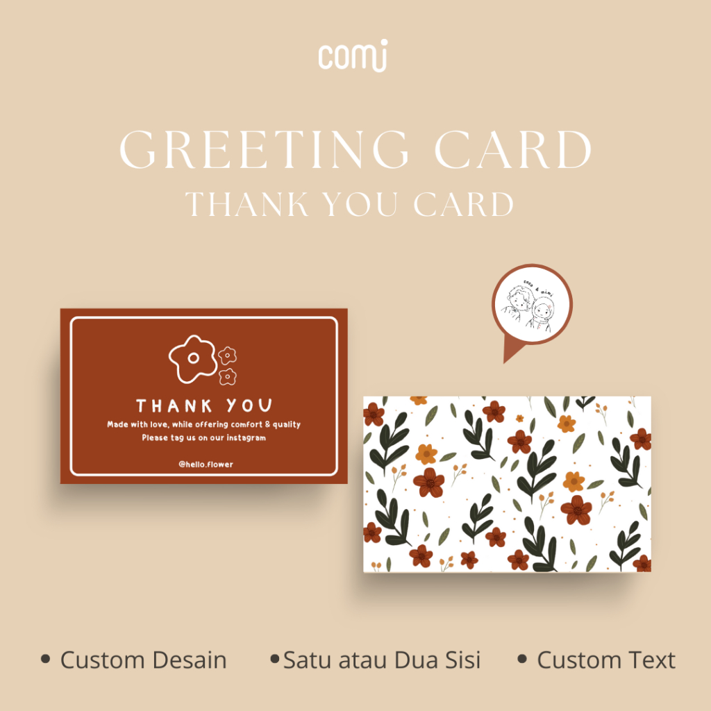 

(100 Pcs) Custom Greeting Cards - Thank You Card - Kartu Ucapan Terima Kasih - Comi Official Store