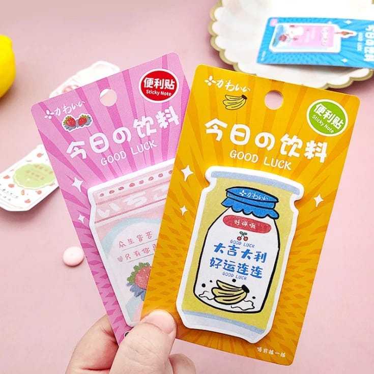 

Sticky note drink milk bottle juice paper cute