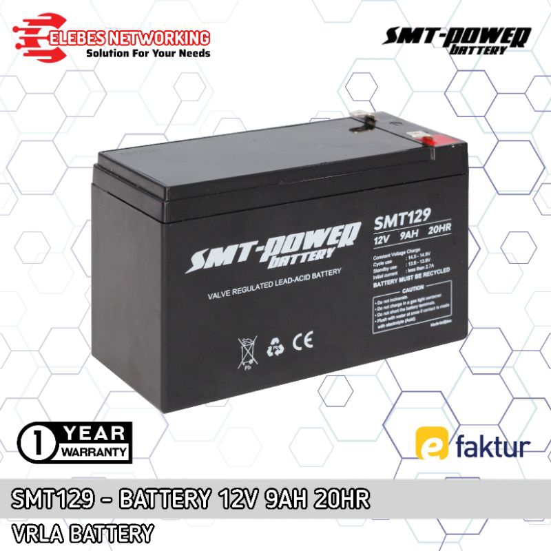SMT129 Battery 12V 9AH 20HR Baterai UPS / Sprayer Elektrik 8AH Aki Kering