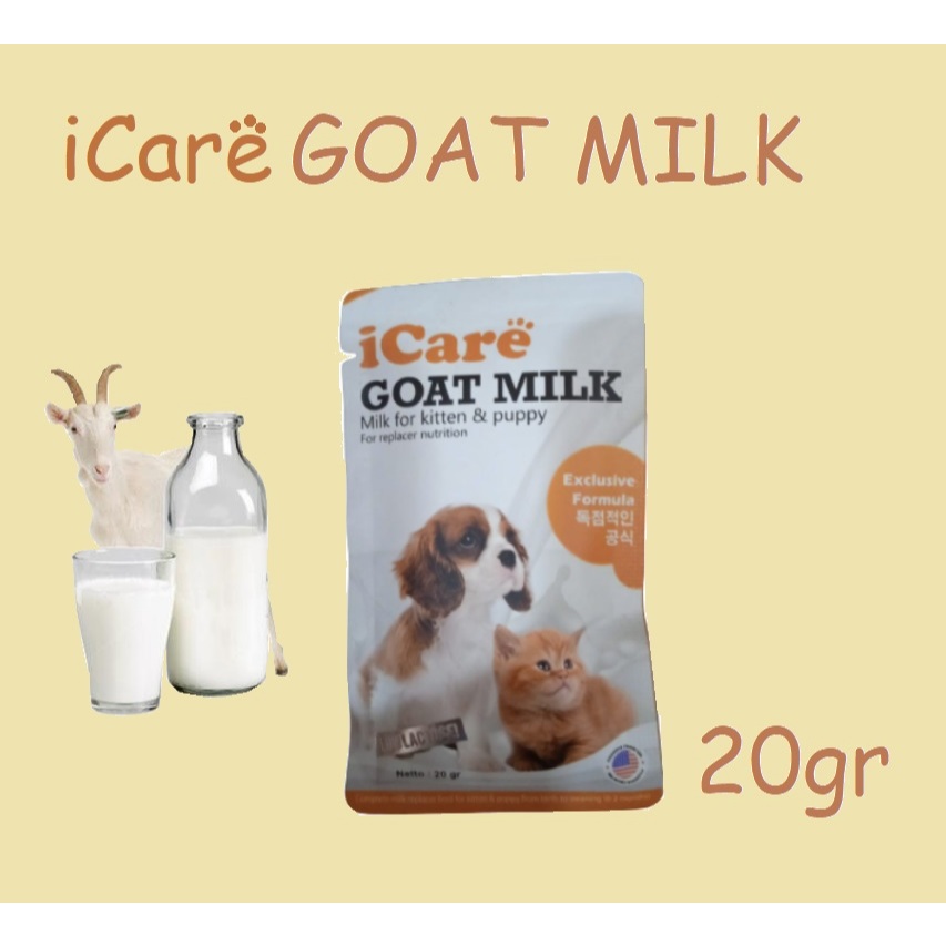 ICare Goat Milk 20gr Low Lactose Per Sachet - Susu Kambing Bubuk Untuk Kucing & Anjing Hewan Lainnya