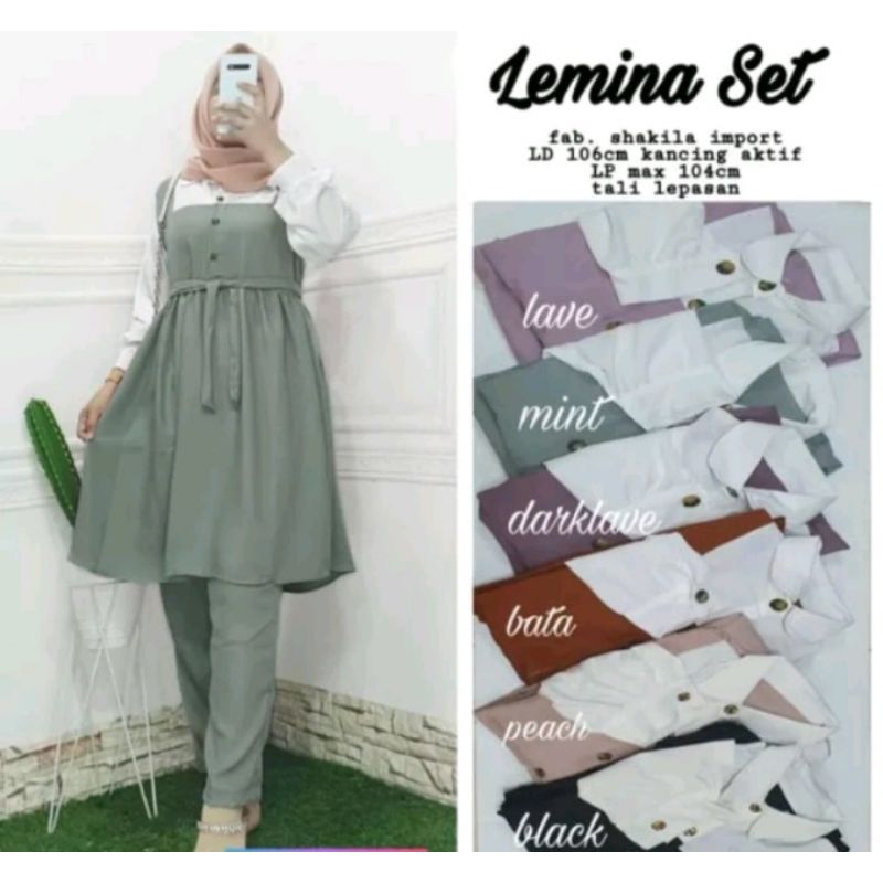 setelan wanita kekinian set lemina bahan moscrap terbaru /setelan terlaris jumbo setelan kekinian