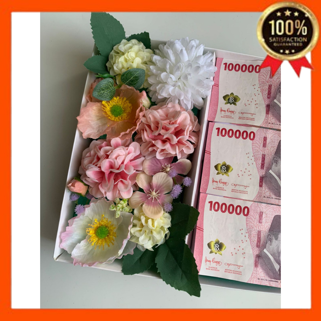 Box Buket Uang Asli Pecahan 100ribu (1jt, 1.5jt, 2jt, 2.5jt, 3jt) Box Uang Asli / Buket Ultah