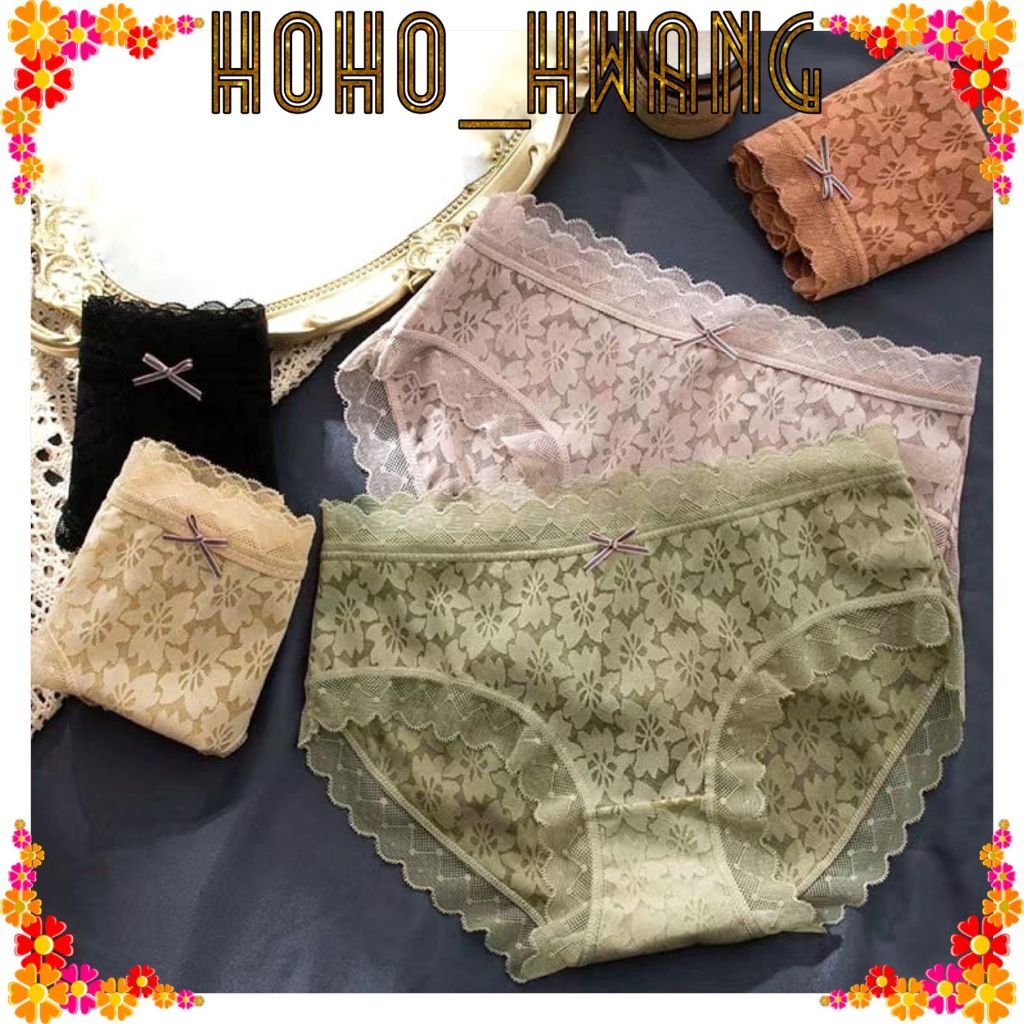 HOHO_HWANG (C-193) CELANA DALAM Renda CD WANITA Mid WAIST Celana Dalam Sutra Wanita