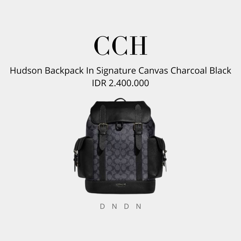 Hudson Backpack In Signature Canvas Charcoal Black
