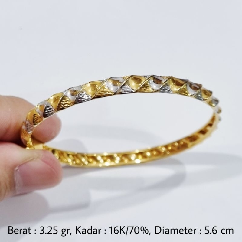 Gelang Bangle Emas 16K Diameter 5.6 cm Model Bangkok - PJ / 3.25 gr