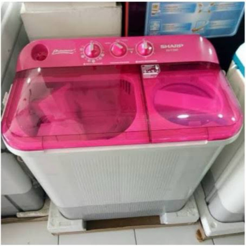 MESIN CUCI SHARP 7kg MESIN CUCI 7kg SHARP SERI 75NT TUTUP TRANSPARANT PINK/BIRU