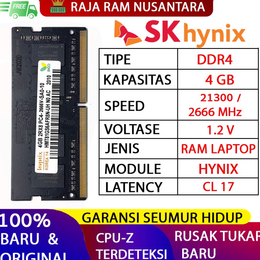 ART O66G RAM LAPTOP HYNIX DDR4 4GB 2666 MHz 213 ORI GAMING RAM NB DDR4 4GB