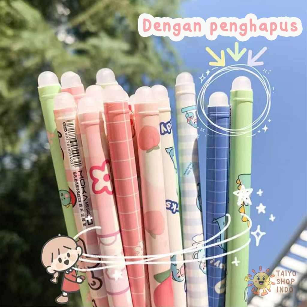 

TAIYO Erasable Pen Gel Pulpen Bisa Di Hapus 0.5mm Pena Ajaib Magic Ballpoint Karakter