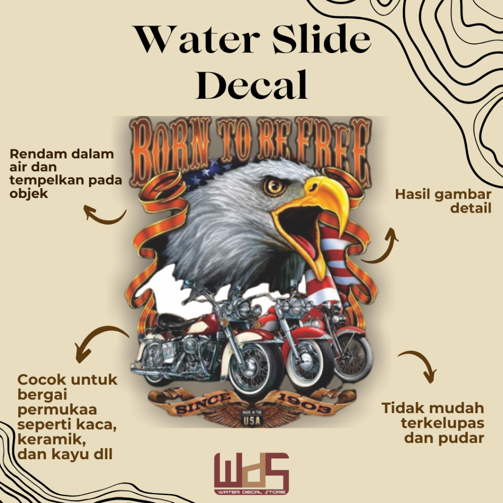 

WATER SLIDE DECAL BURUNG / DECAL AIR / STIKER AIR / MERCHANDISE