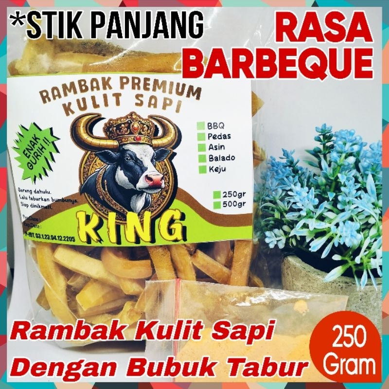 

250g KING Kerupuk Rambak Kulit Sapi Dengan Varian Rasa Bubuk Rempah Pilihan (stik panjang)