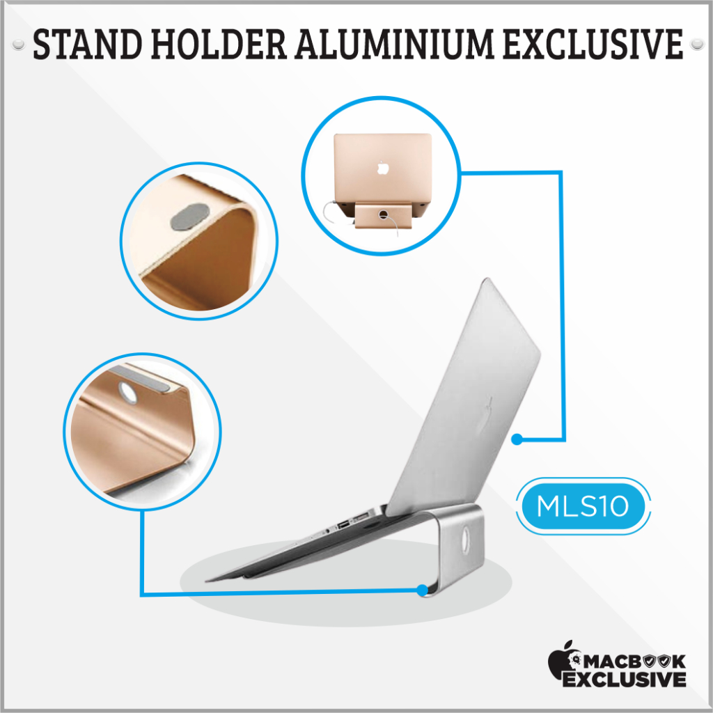 Stand Laptop Aluminium Ori + Holder Portable For Laptop & Macbook Air Pro , Acer, Asus, Lenovo, Hp, 