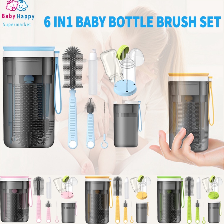 CHEKOUT KAPAL 24 JAM 6in1 Yotime Home Travel Baby Set Sikat Botol Silikon Rak Drainase Multifungsi M