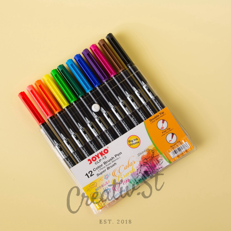 

Joyko Brush Pen 12 Warna Brush Fine Tip CLP13 SET Spidol Kaligrafi KODE O5X3