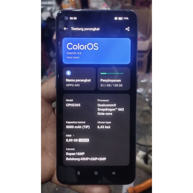 unit hp oppo a95 ram 8+6 room 128 original bukan refurbis