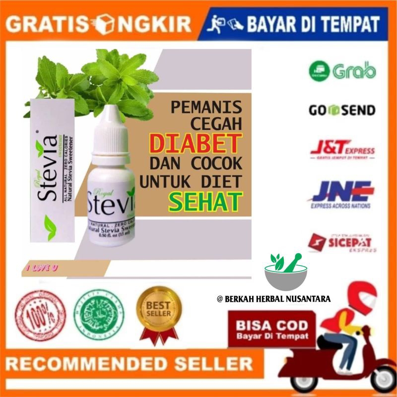 

ROYAL STEVIA PEMANIS CAIR HERBAL ALAMI NOL KALORI BOTOL PLASTIK 15 MILI LITER 15 ML DIET