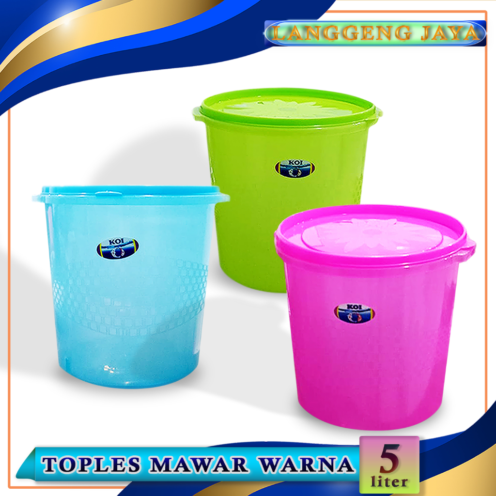 Toples Mawar Warna/Bening | Toples Serbaguna | Toples Peyek 5 Liter