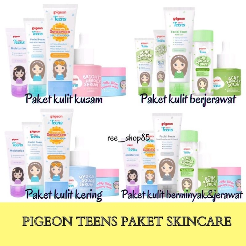 PIGEON TEENS 1 Paket Lengkap Skincare Anak Remaja | Pigeon Teens Paket Lengkap Skincare