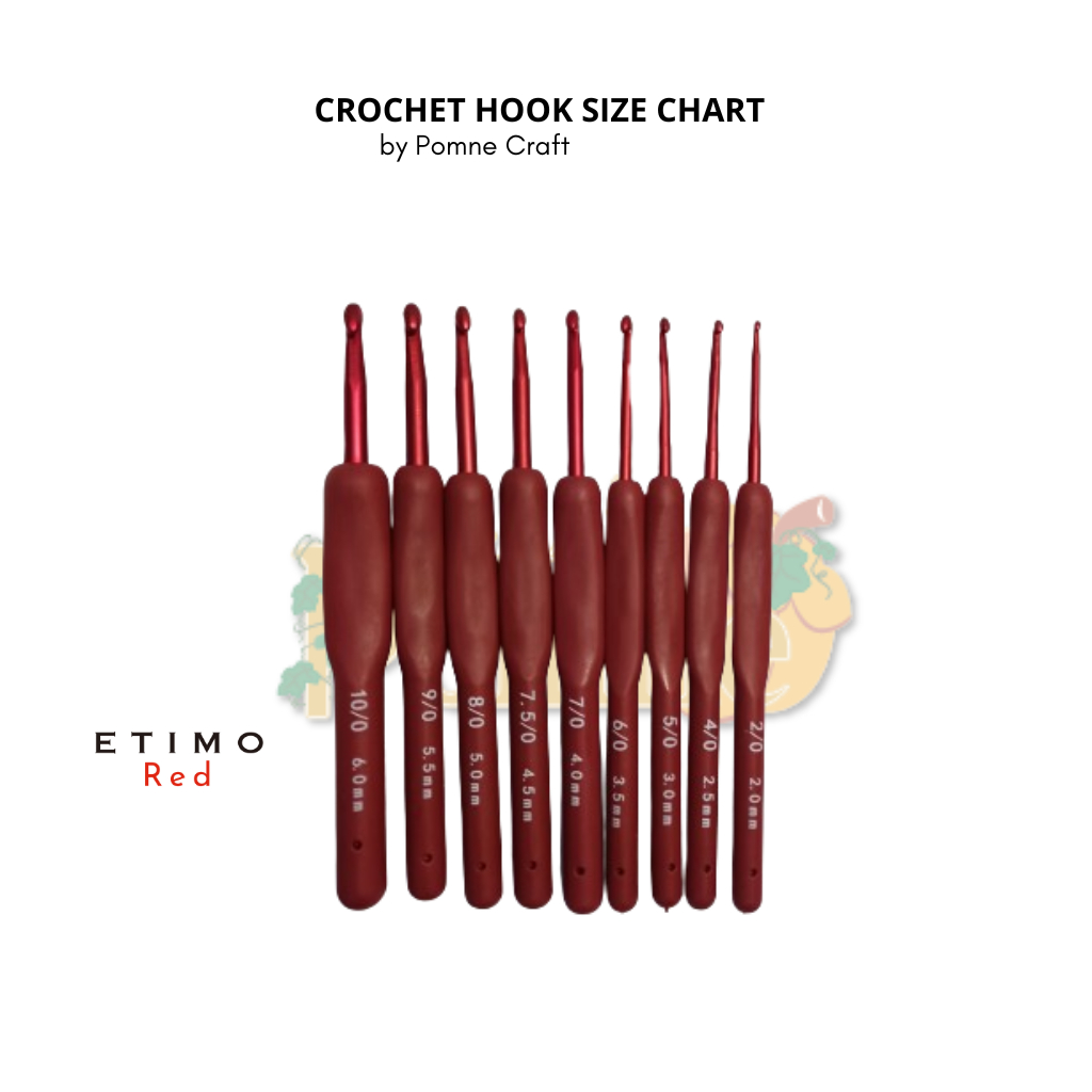 CN Etimo Red(satuan)Hakpen/Jarum Rajut PREMIUM CROCHET HOOK MADE IN JAPAN / Jarum Rajut Hakpen  Red 