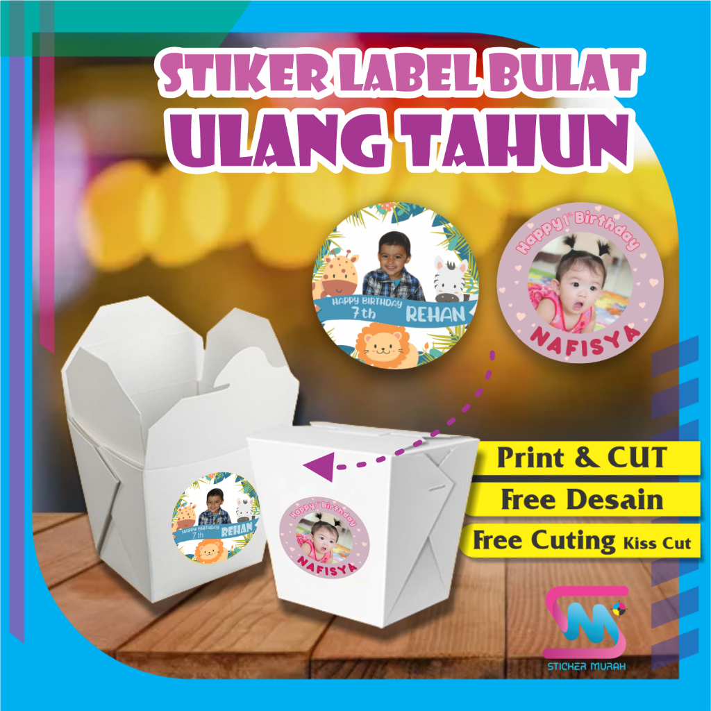 

Stiker Murah Bandung Cetak Cutting Sticker Ulang Tahun Bulat Custom Desain Free Template Ultah