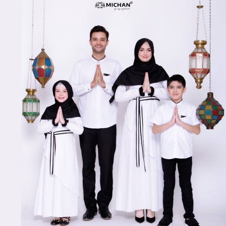 ART K16X Baju seragam keluarga polos sarimbit keluarga putih polos baju Couple keluarga baju muslim 