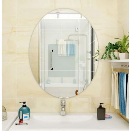 Sticker Cermin Bentuk Oval / Cermin Kaca Kamar Mandi Dengan Perekat / Sticker Cermin Kamar Mandi