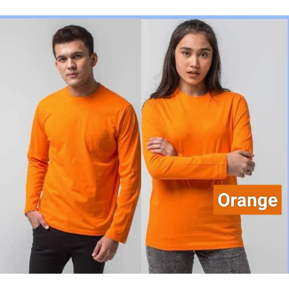 Kaos polos lengan panjang soft katun combed 30s warna Orange - kaos polos premium Orange lengan panj
