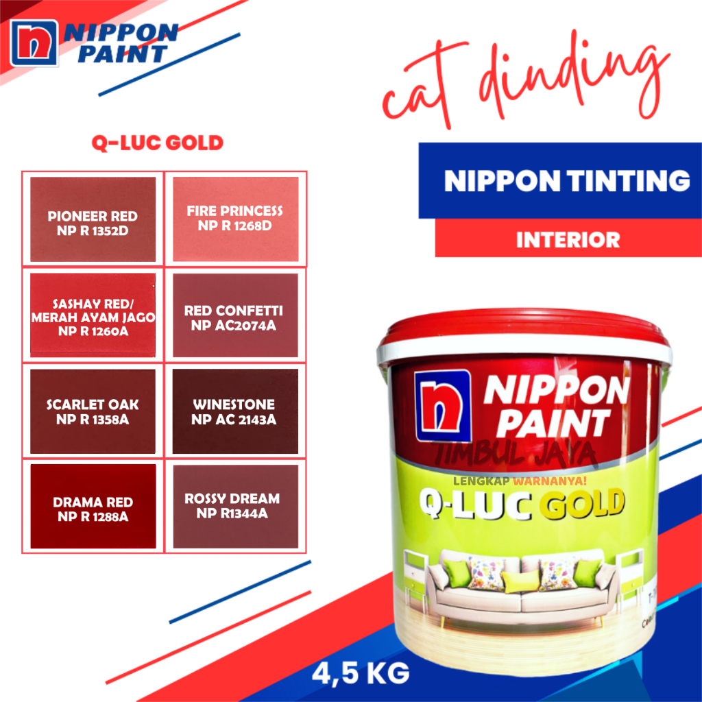 Cat Tembok NIPPON QLUC GOLD 4,5Kg MERAH / qluc nippon paint / cat qluq / cat tembok qilux cat qilux 